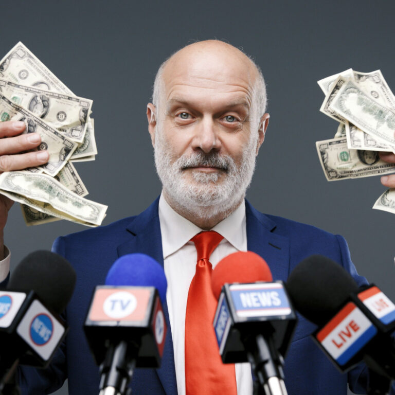 Rich Democrat Holding Wads of Cash